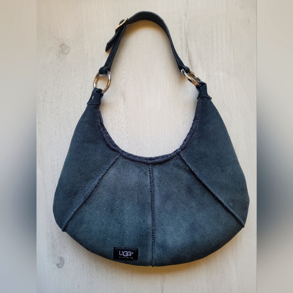 UGG Black Suede & Sherpa Shoulder Bag